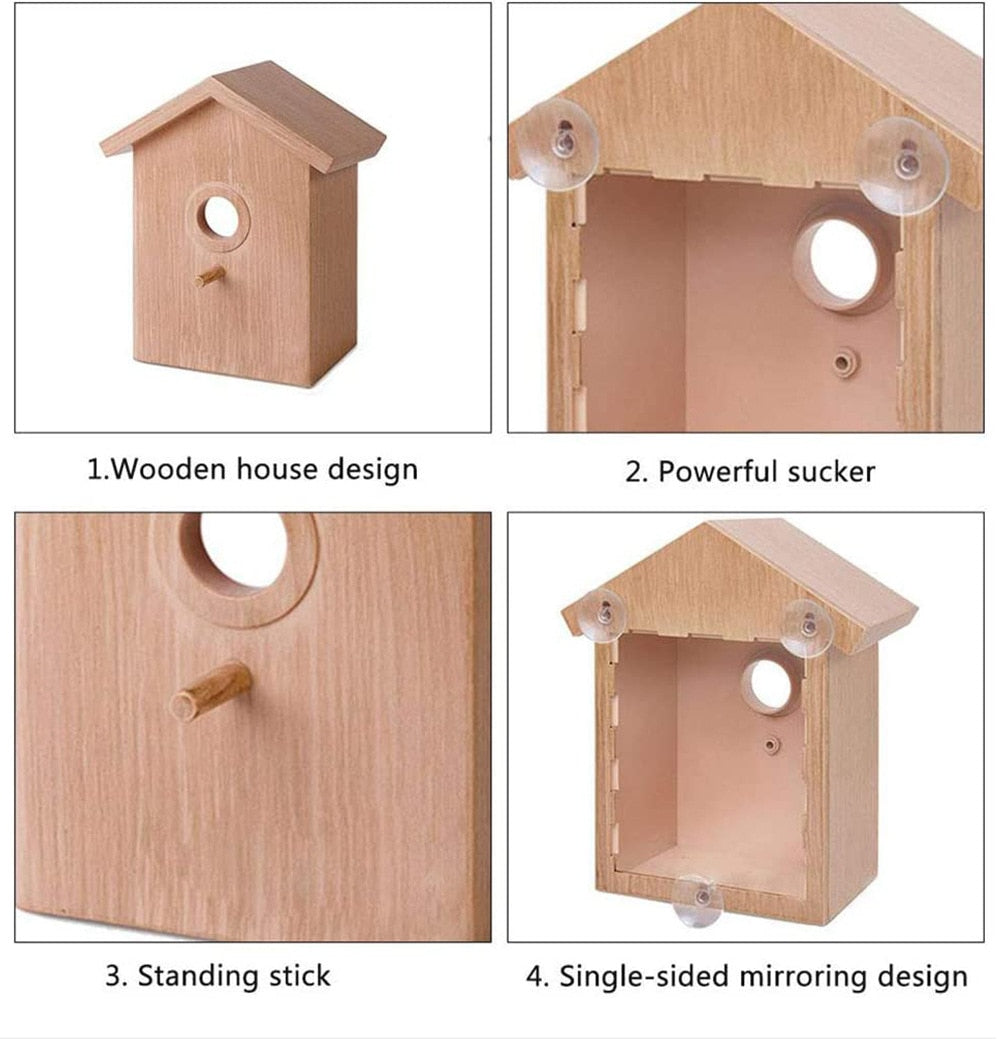 Outdoor window bird nest feeder