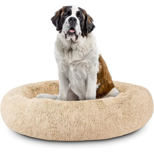 Pet Bed for Dog Beds for Large Dogs XXL Dog Beige Plush Removable Cover