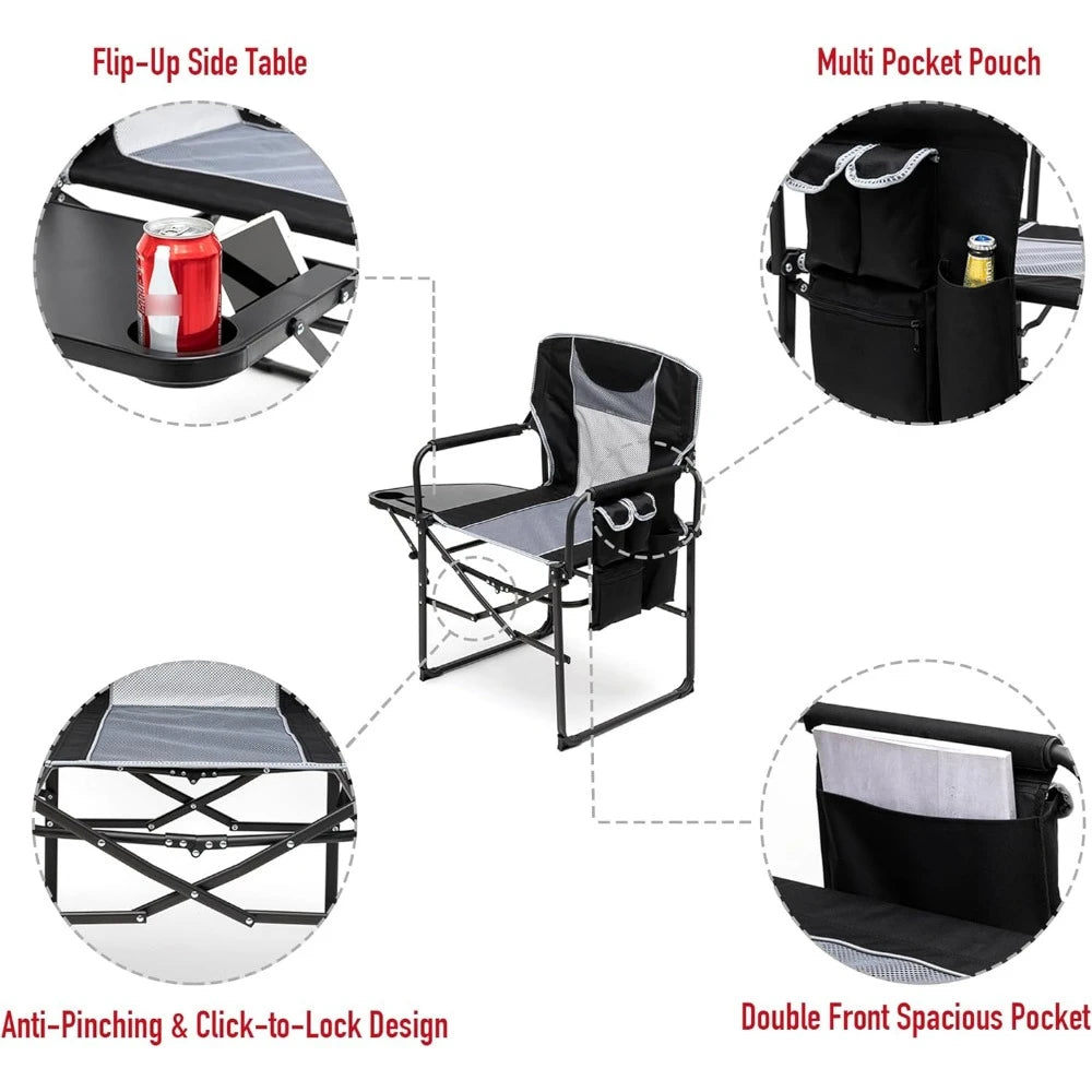 Beach Chair with Side Table Portable Folding Chair