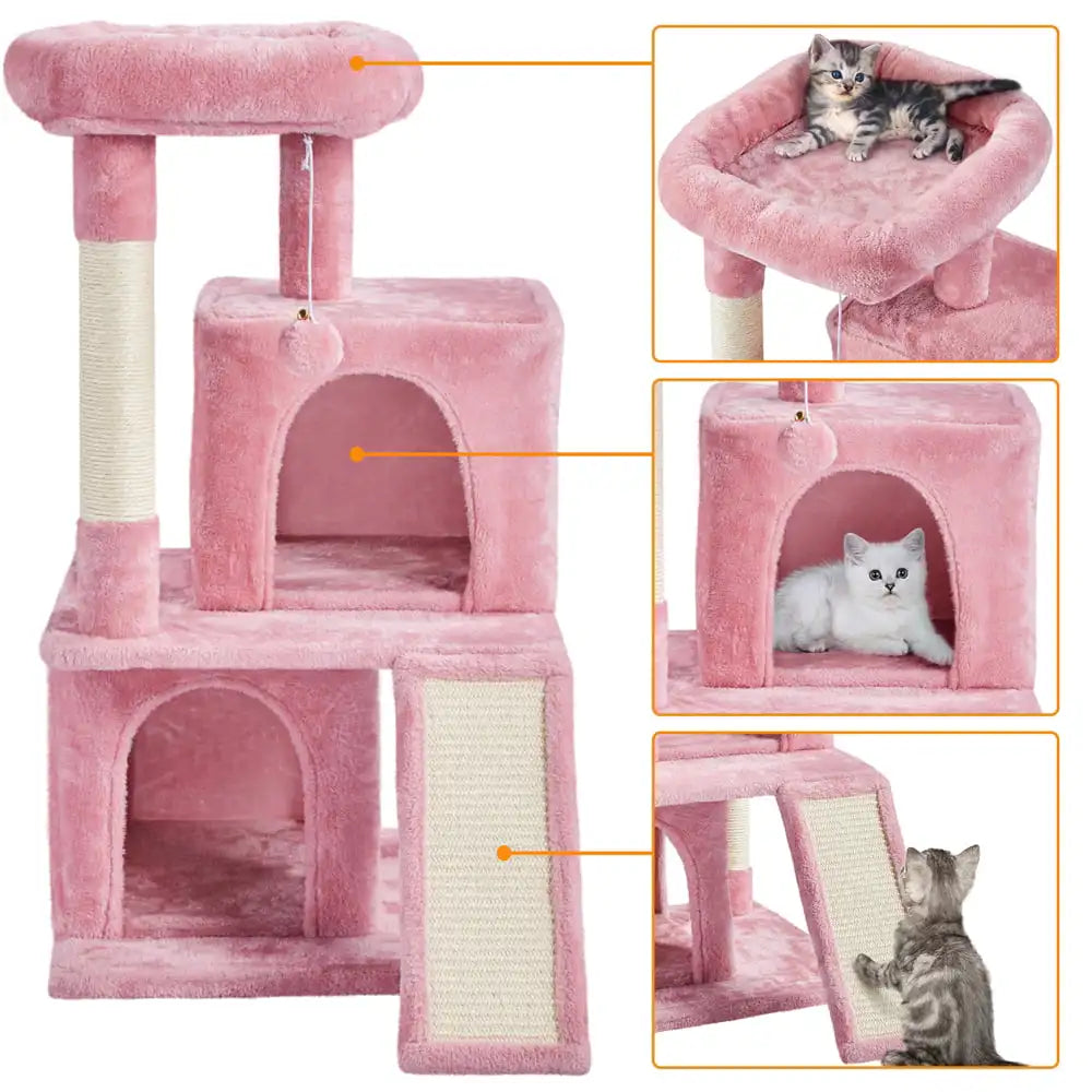 36-Inch Cat Tree Durable with Doors Condos Scratching Post Tower