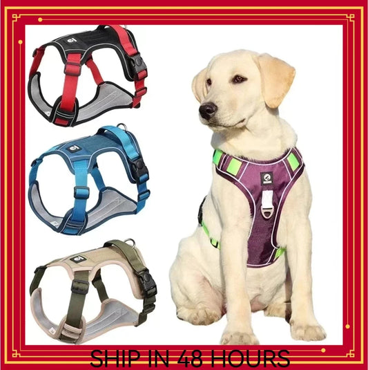 Reflective Pet Dogs Harness Vest Collar Adjust Safety Lead Strap