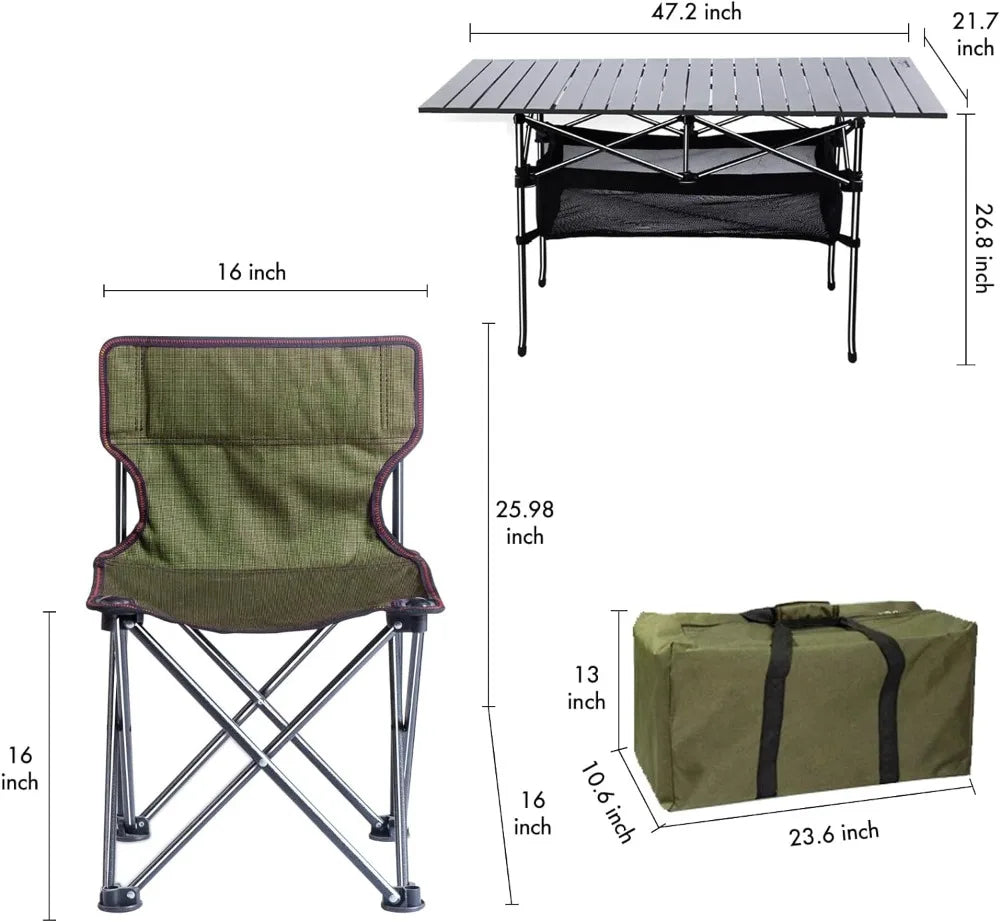 Folding Camping Table with 6 Chairs,