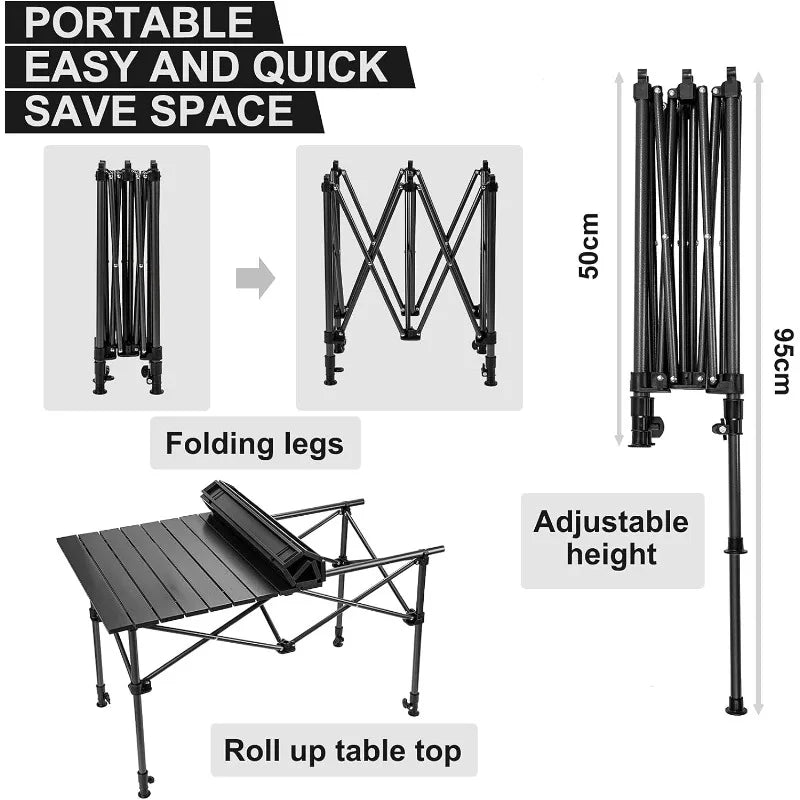 Camping Table with Storage Basket Foldable Picnic Table for Outdoor