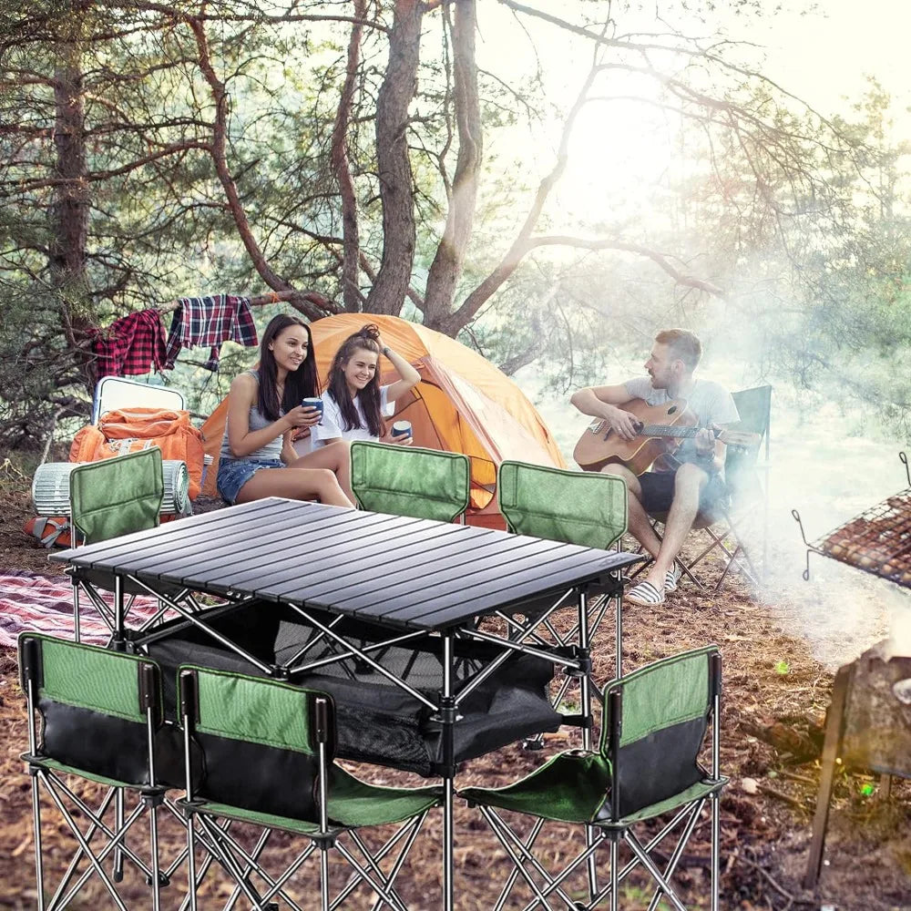 Folding Camping Table with 6 Chairs,