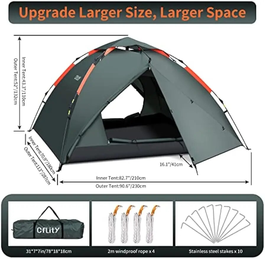 3-Person Instant Tent Waterproof Lightweight