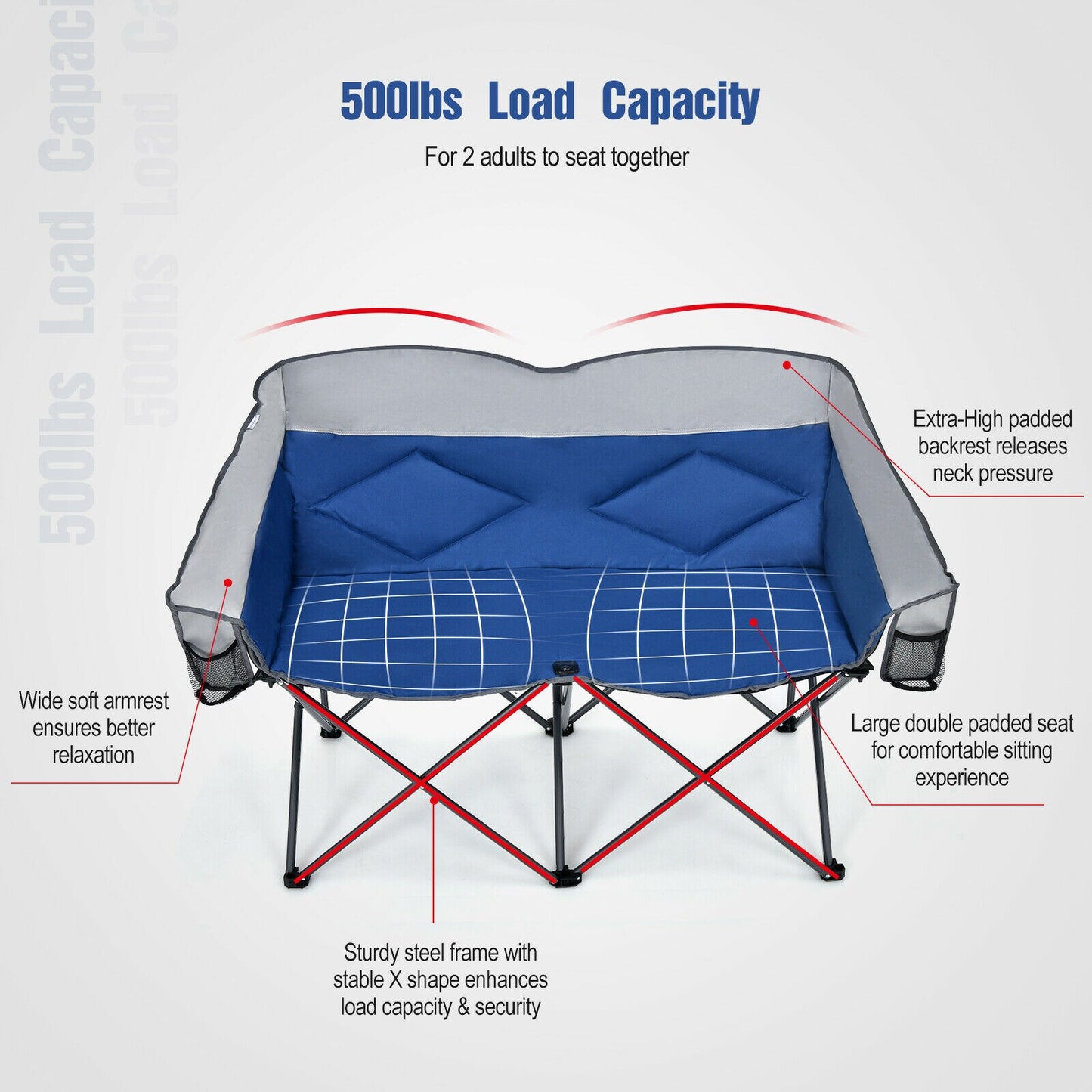 Folding Camping Chair Loveseat