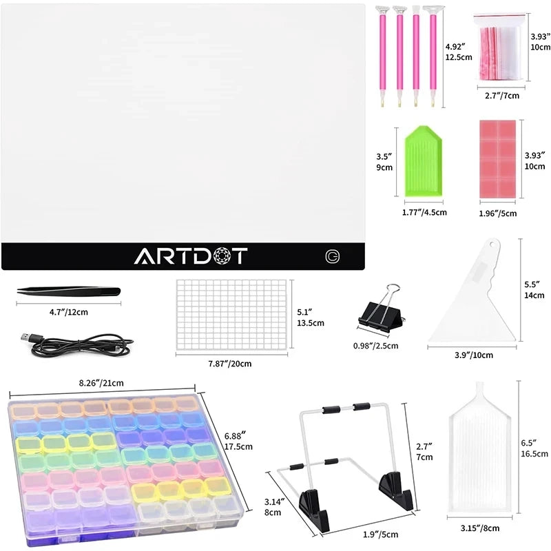 ARTDOT LED Light Pad For 5D Stitch Diamond Painting Art Tools A4 A3 A2 A1