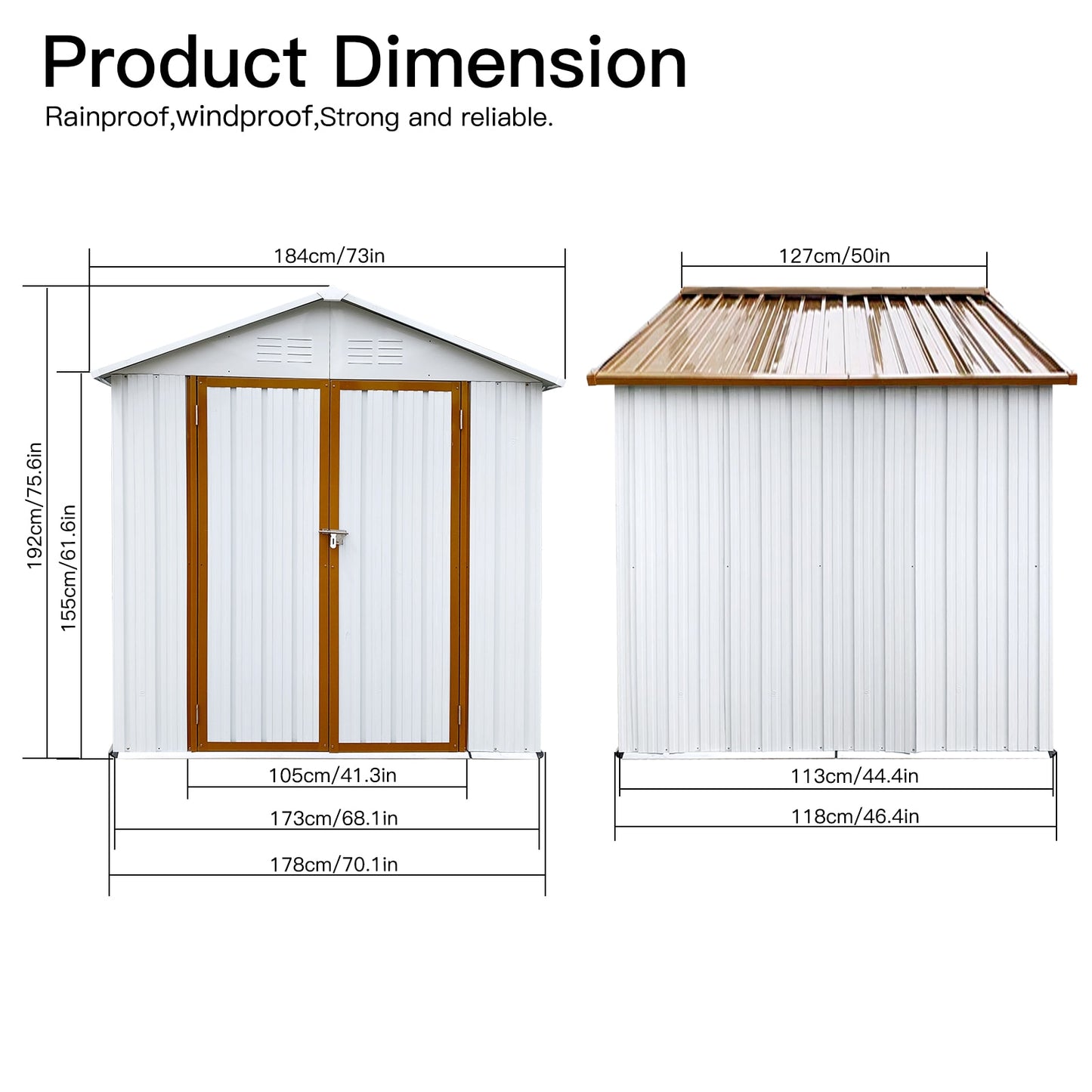 Outdoor storage sheds 4FTx6FT Apex roof White+Yellow