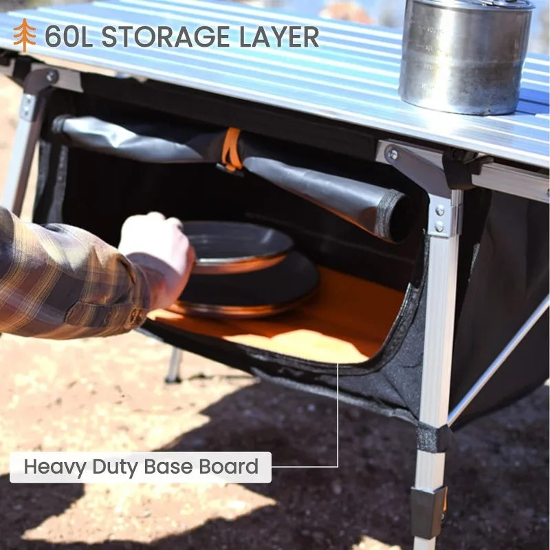 Folding Camping Table with Storage Bag Roll-Up Aluminum