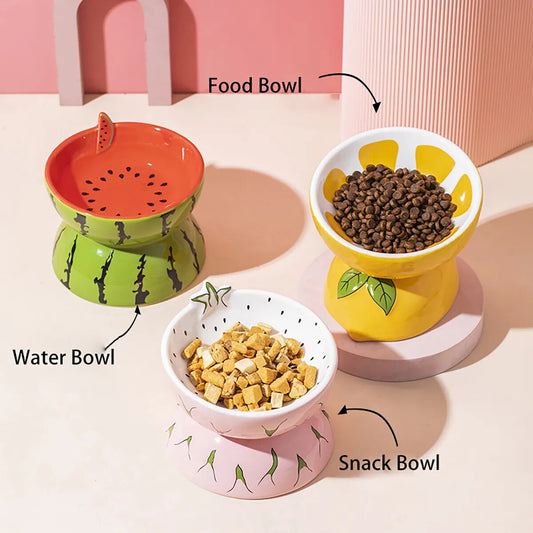 Cute Fruit Shape Cat Bowl Ceramics Material