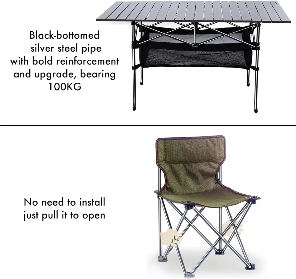 Folding Camping Table with 6 Chairs,