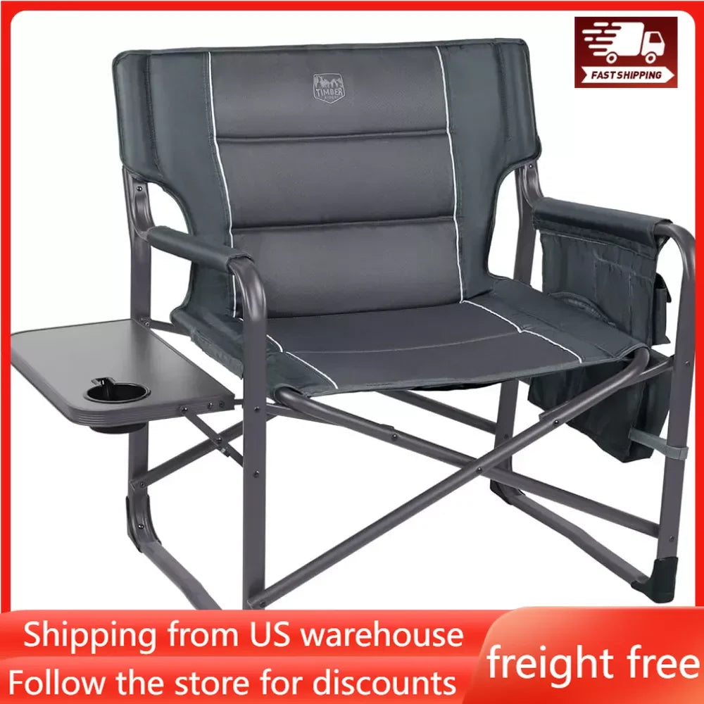 Outdoor Chairs with Foldable Side Table Detachable Side Pocket Heavy Duty Folding Camping Chair Up To 600 Lbs Weight Capacity