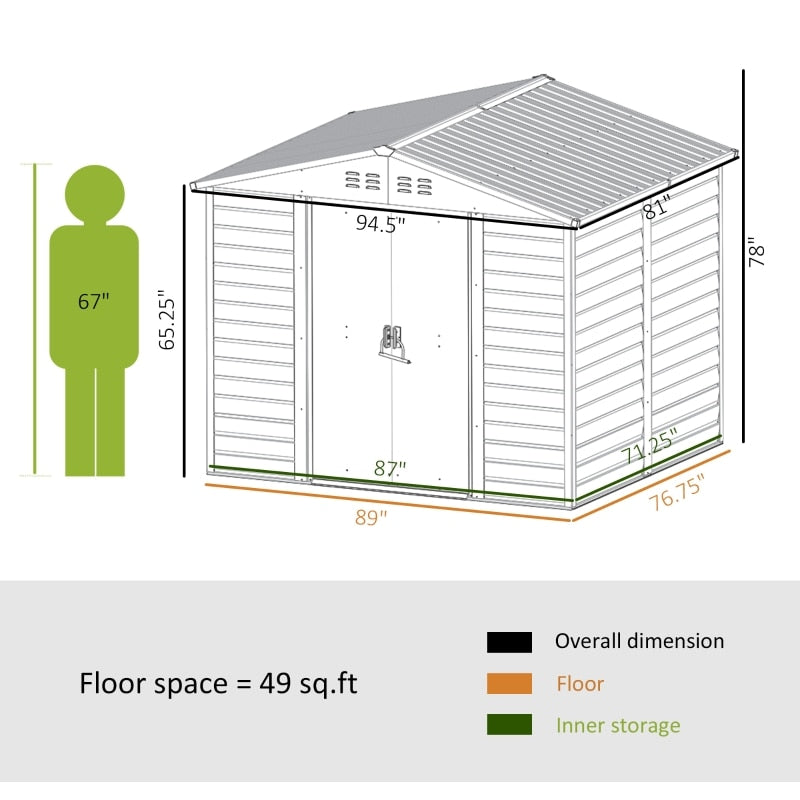 Outdoor Storage Shed, Galvanized Steel Metal