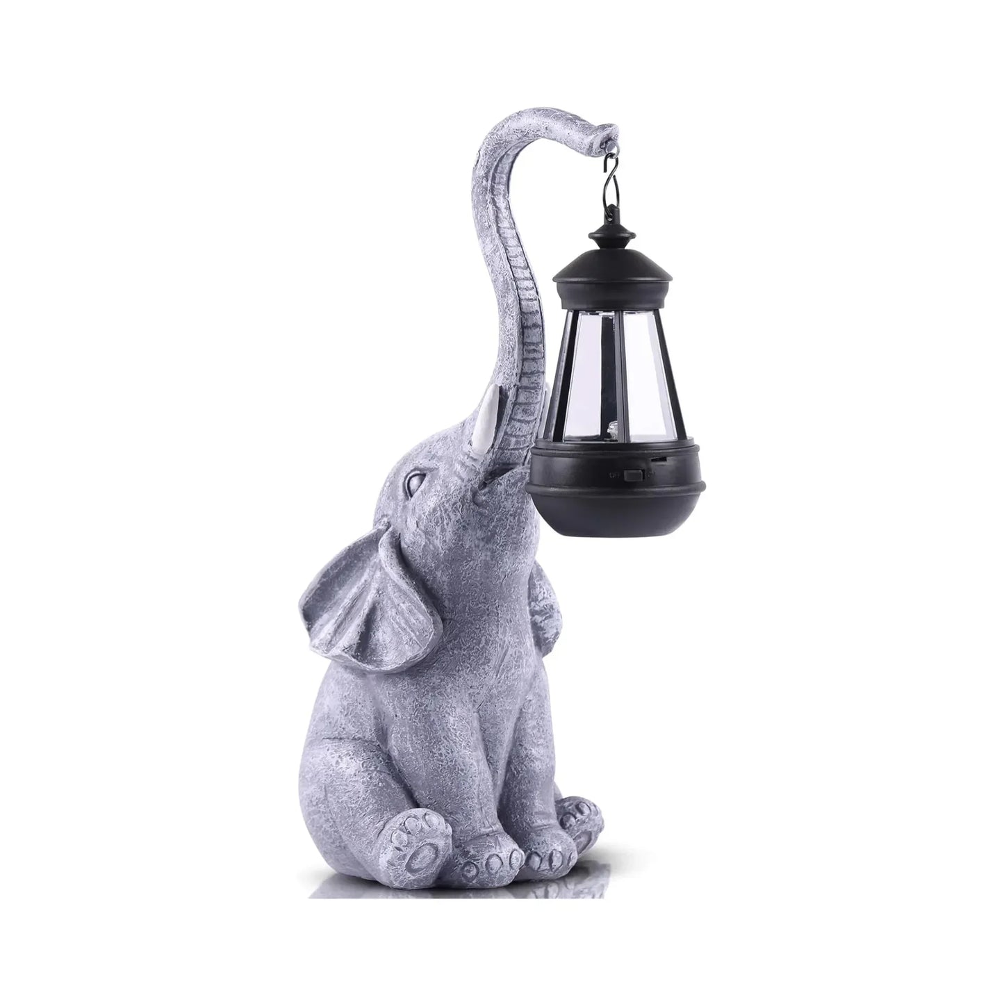 15 in Solar Elephant Yard Statue White Elephant Garden Decor for Outdoor Spaces