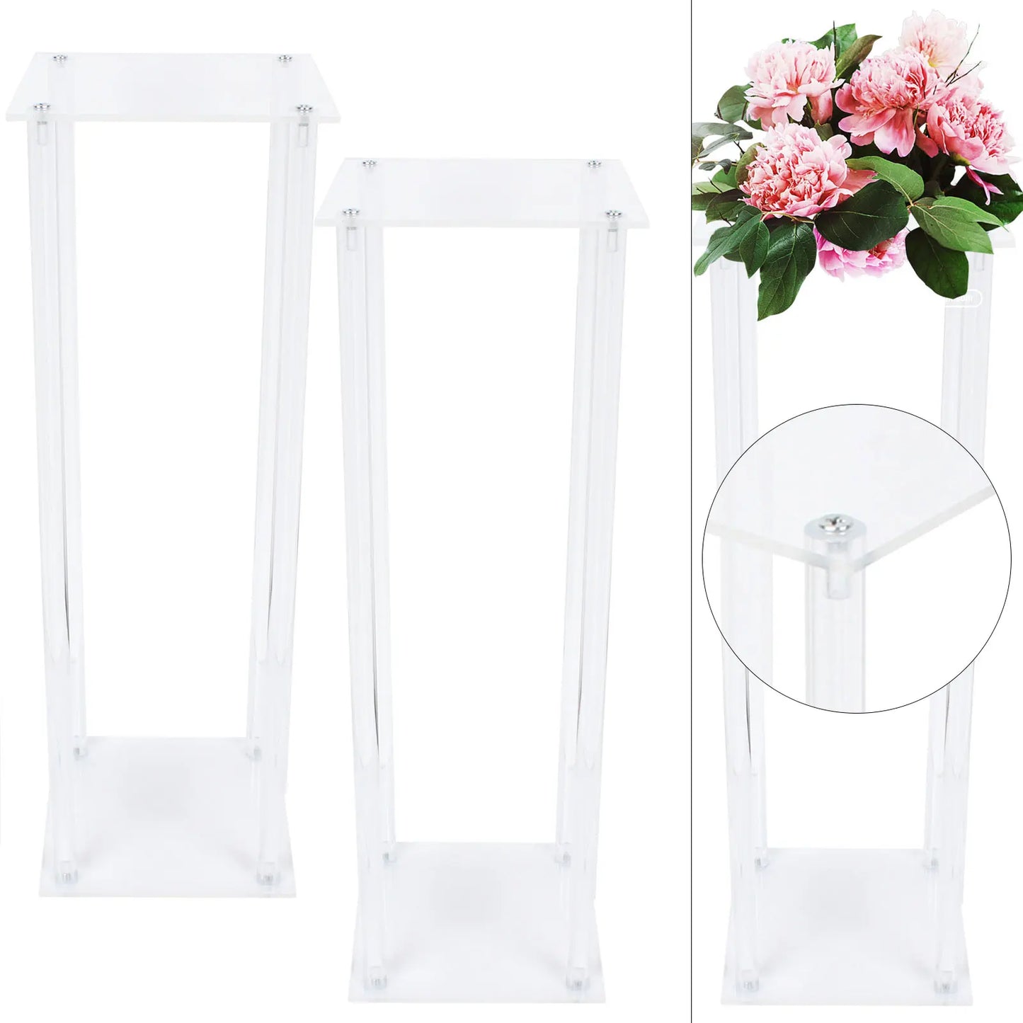 2Pcs 60cm Type Tabletop Flower Stand Clear