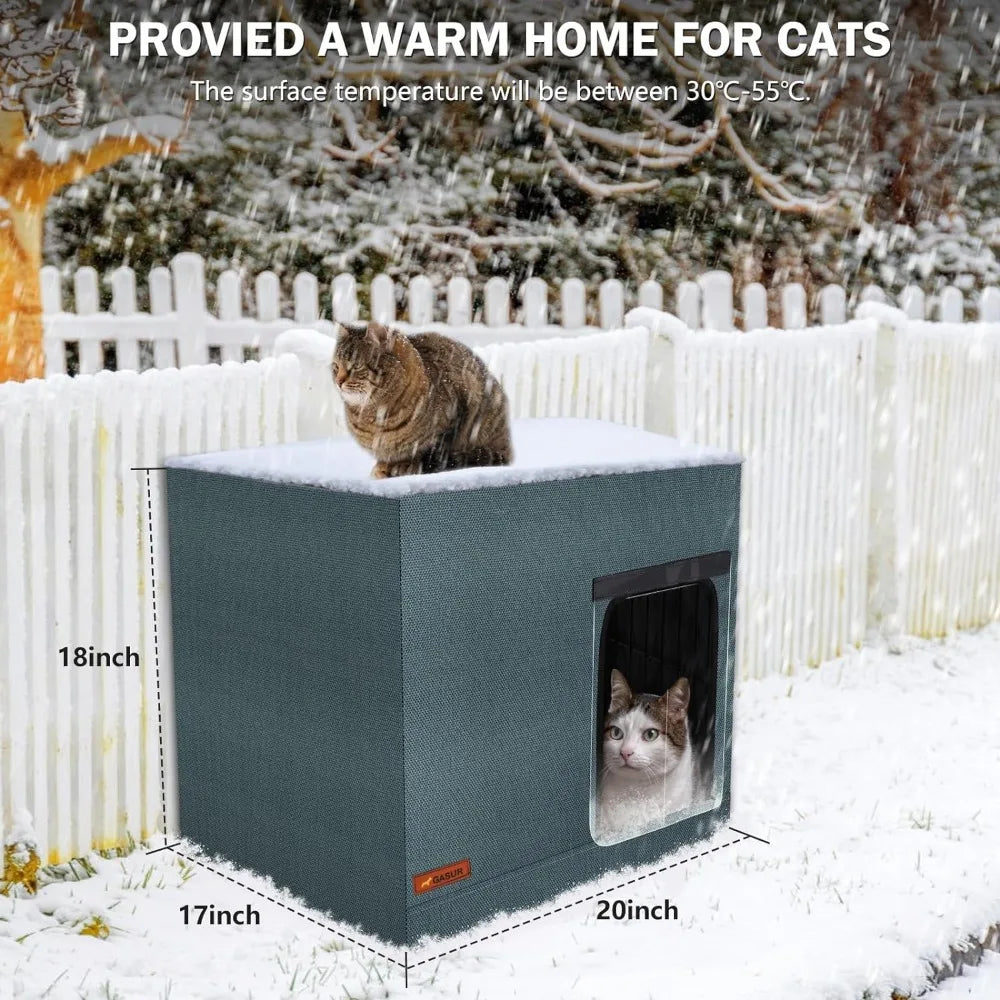 House for Cats Bed Warm Cat Shelter With Heating Pad