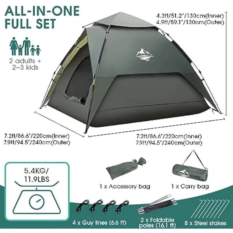 Lightweight Tent for 2-3 Person Camping Shelter,