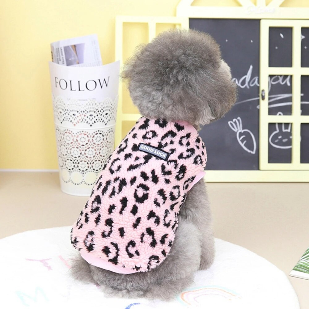 Leopard Pet Clothes Autumn Winter Fleece Dog Jacket