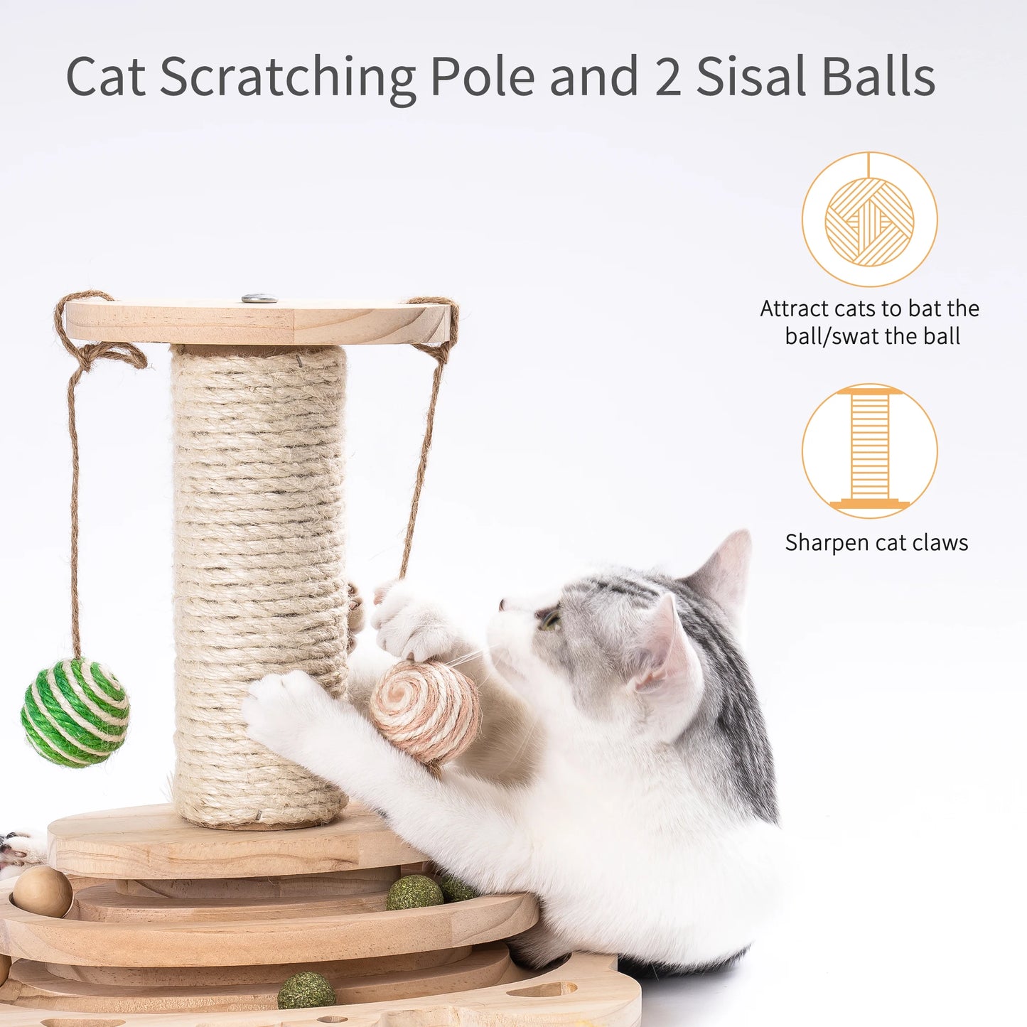 Cat Scratcher Pole Two-Layer Tier Track Ball