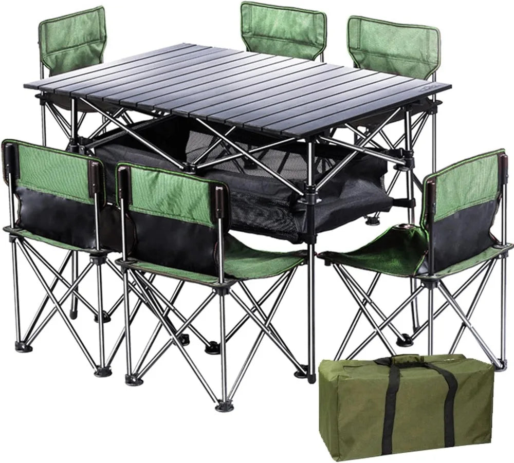 Folding Camping Table with 6 Chairs,