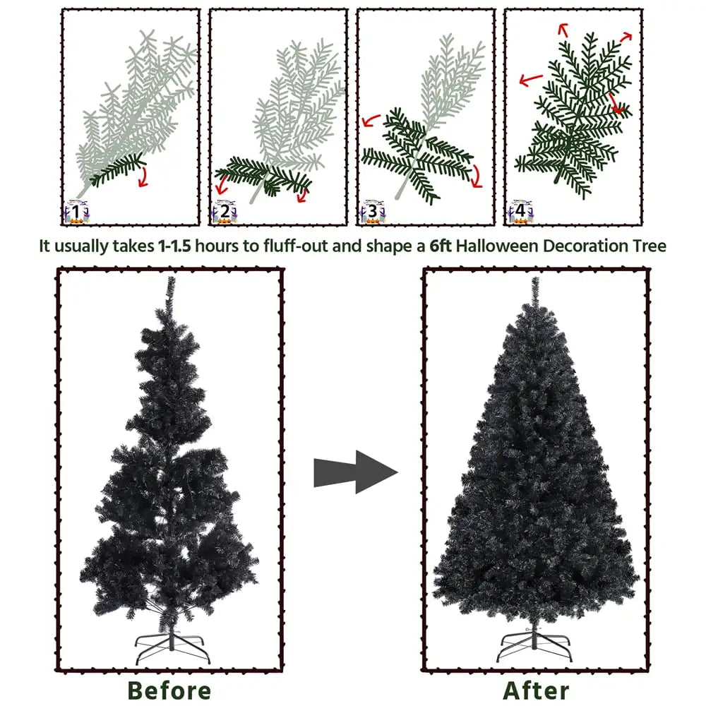 Christmas Clear Pre-Lit 300 Incandescent Black Pre-Lit Spruce Collapsible Artificial tree