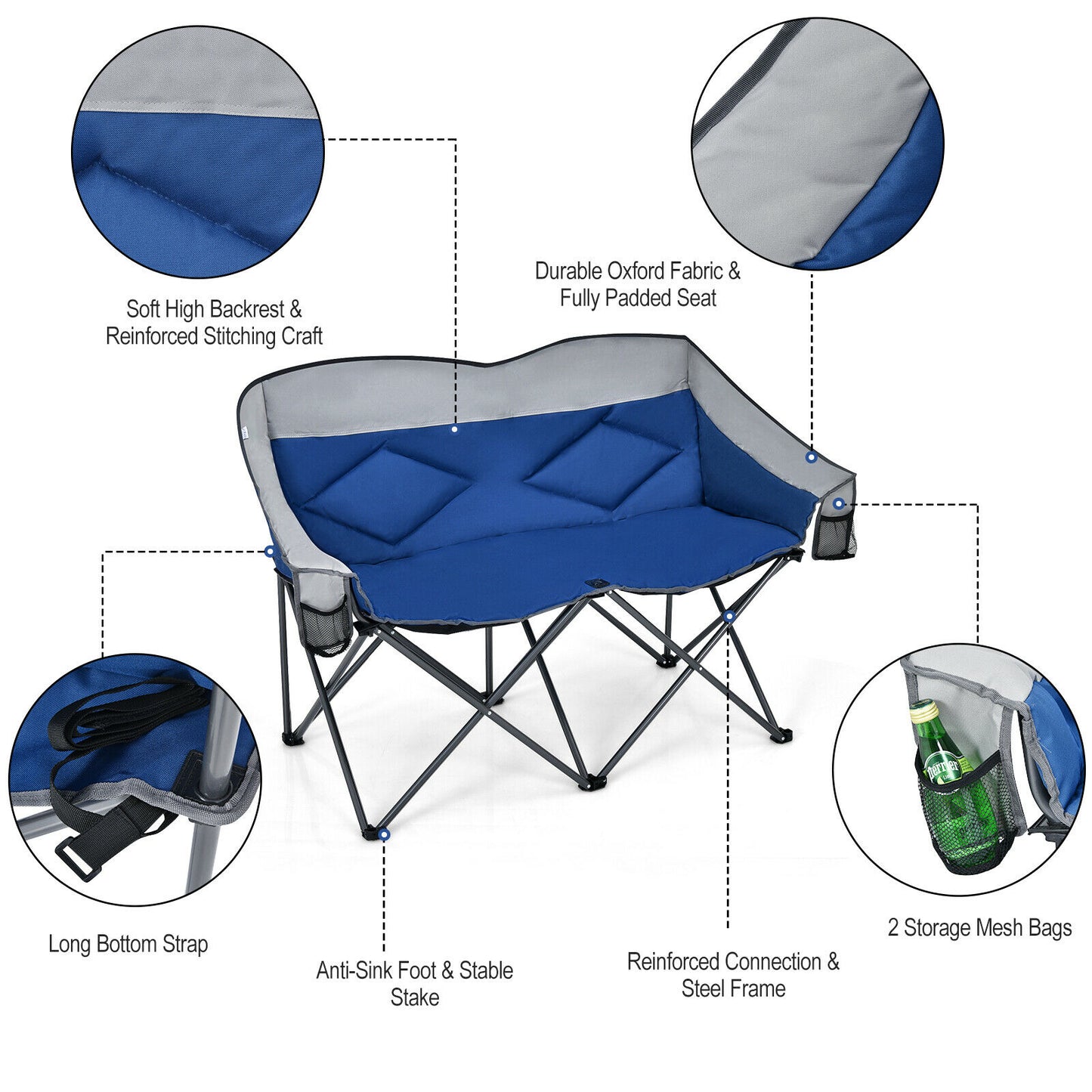 Folding Camping Chair Loveseat