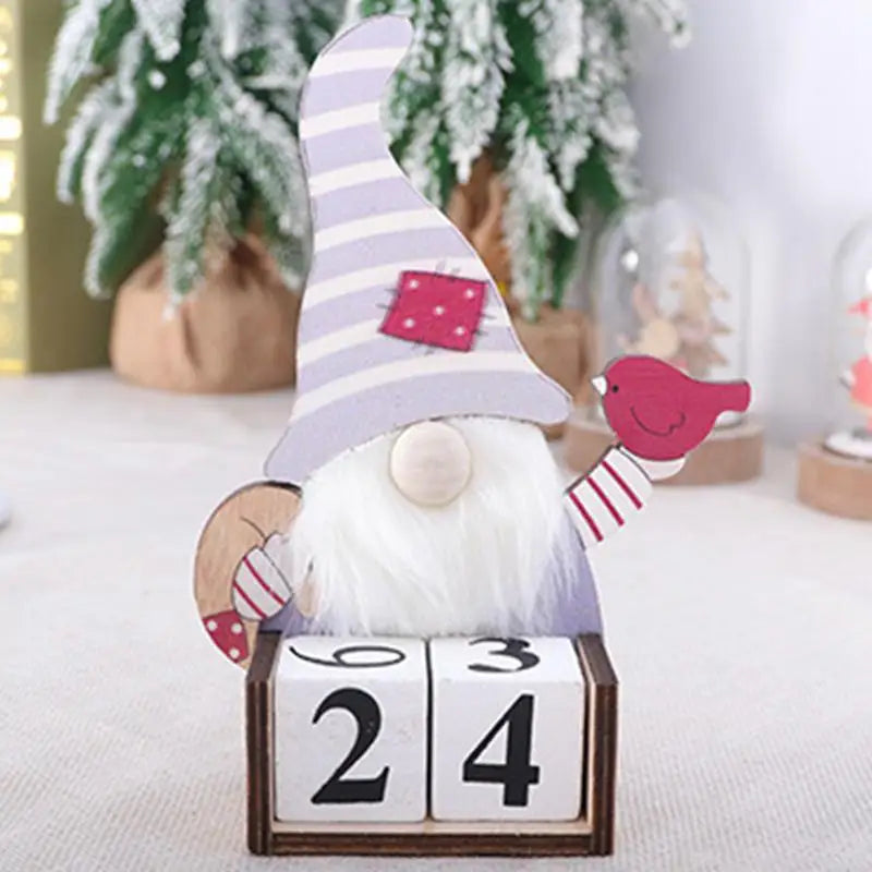 2024 Christmas Countdown Calendar Wooden Painted Santa Calendar