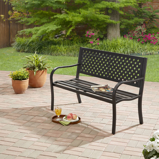 Classic Outdoor Durable Steel Patio Bench,