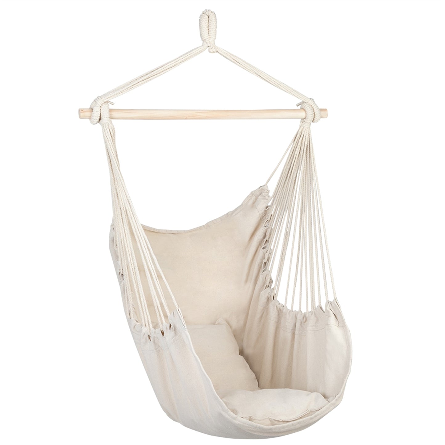 Distinctive Cotton Canvas Hanging Rope Chair with Pillows - yourcasuallifestore