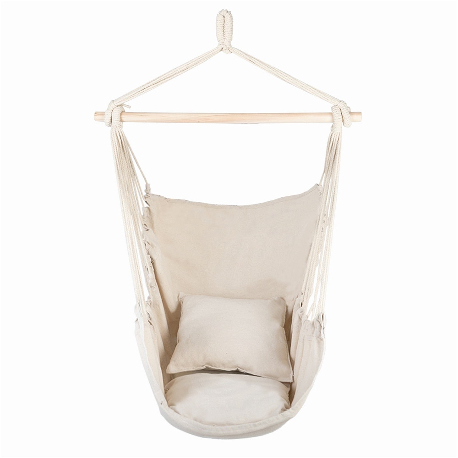 Distinctive Cotton Canvas Hanging Rope Chair with Pillows - yourcasuallifestore