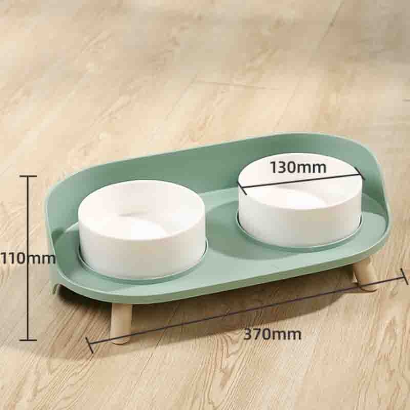 Pet dining table Dual Feeding Bowl Neck Protect Nonslip Ceramic Bowl for Pet Dog Cat Water Food Feeder - yourcasuallifestore