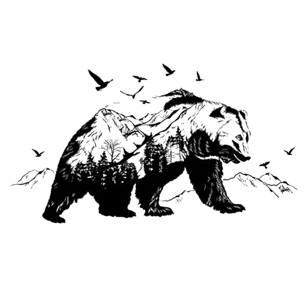 Large Size Diy Home Decor Black Bears Fish Tattoo Mural Mountain Wall Sticker New Design Vinyl Wall Art Decals Room Decor - yourcasuallifestore