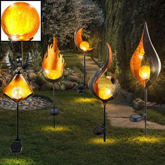 LED Solar Flame Light Metal LED Garden Light Flame  Waterproof