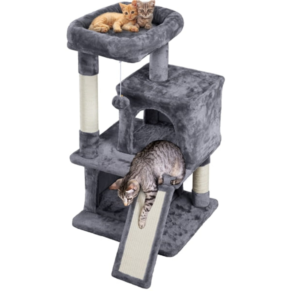 36&quot; Cat Tree with Condo and Scratching Post Tower, Dark Gray  Scratcher for Cats - yourcasuallifestore