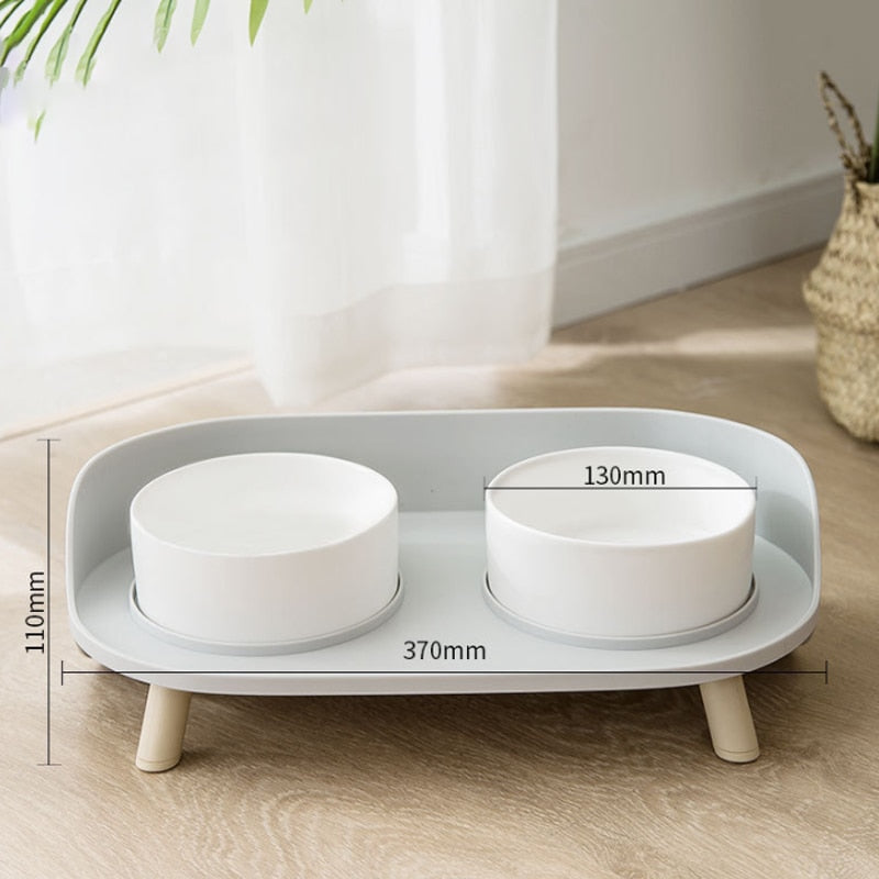 Pet dining table Dual Feeding Bowl Neck Protect Nonslip Ceramic Bowl for Pet Dog Cat Water Food Feeder - yourcasuallifestore