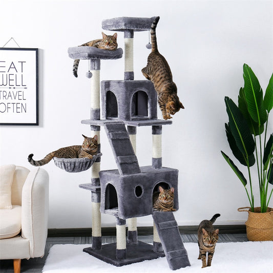 180CM Multi-Level Cat Tree For Cats With Cozy Perches Stable Cat Climbing - yourcasuallifestore