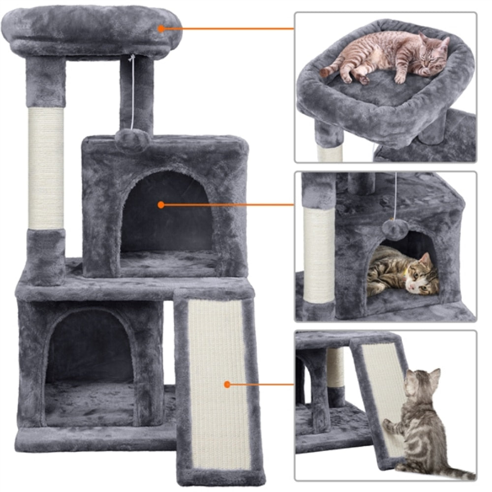 36&quot; Cat Tree with Condo and Scratching Post Tower, Dark Gray  Scratcher for Cats - yourcasuallifestore