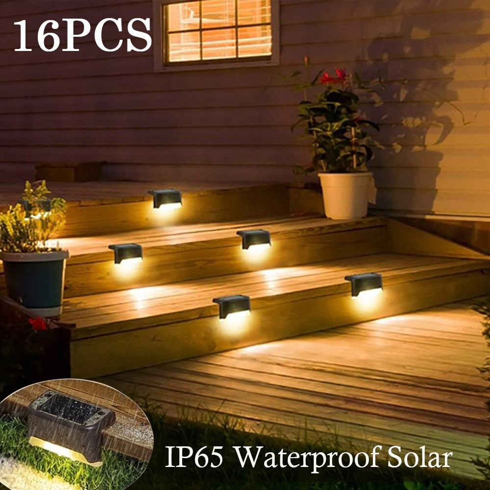 Warm White LED Solar Step Lamp Path