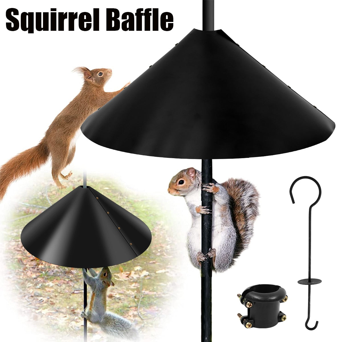 18 inch Squirrel Baffle Wrap Around Squirrel Proof Baffles Durable Plastic Bird Feeder Guard with Hook Hanging Squirrel Flapper - yourcasuallifestore