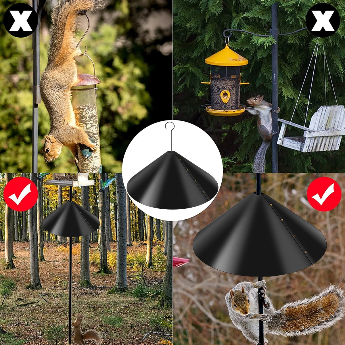 18 inch Squirrel Baffle Wrap Around Squirrel Proof Baffles Durable Plastic Bird Feeder Guard with Hook Hanging Squirrel Flapper - yourcasuallifestore