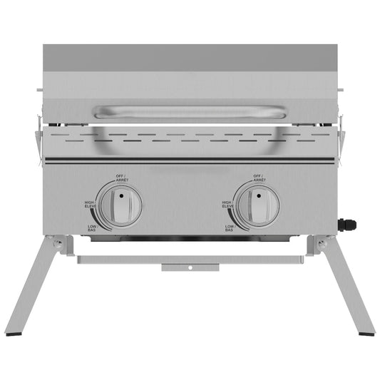 2 Burner Tabletop Propane Gas Grill In Stainless Steel, For Camping Home Garden Patio Picnic BBQ Party (US Stock) - yourcasuallifestore