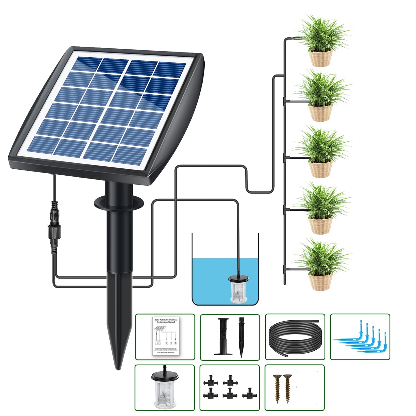 Solar Panel Powered Water Fountain Pool Pond Garden  Sprinkler