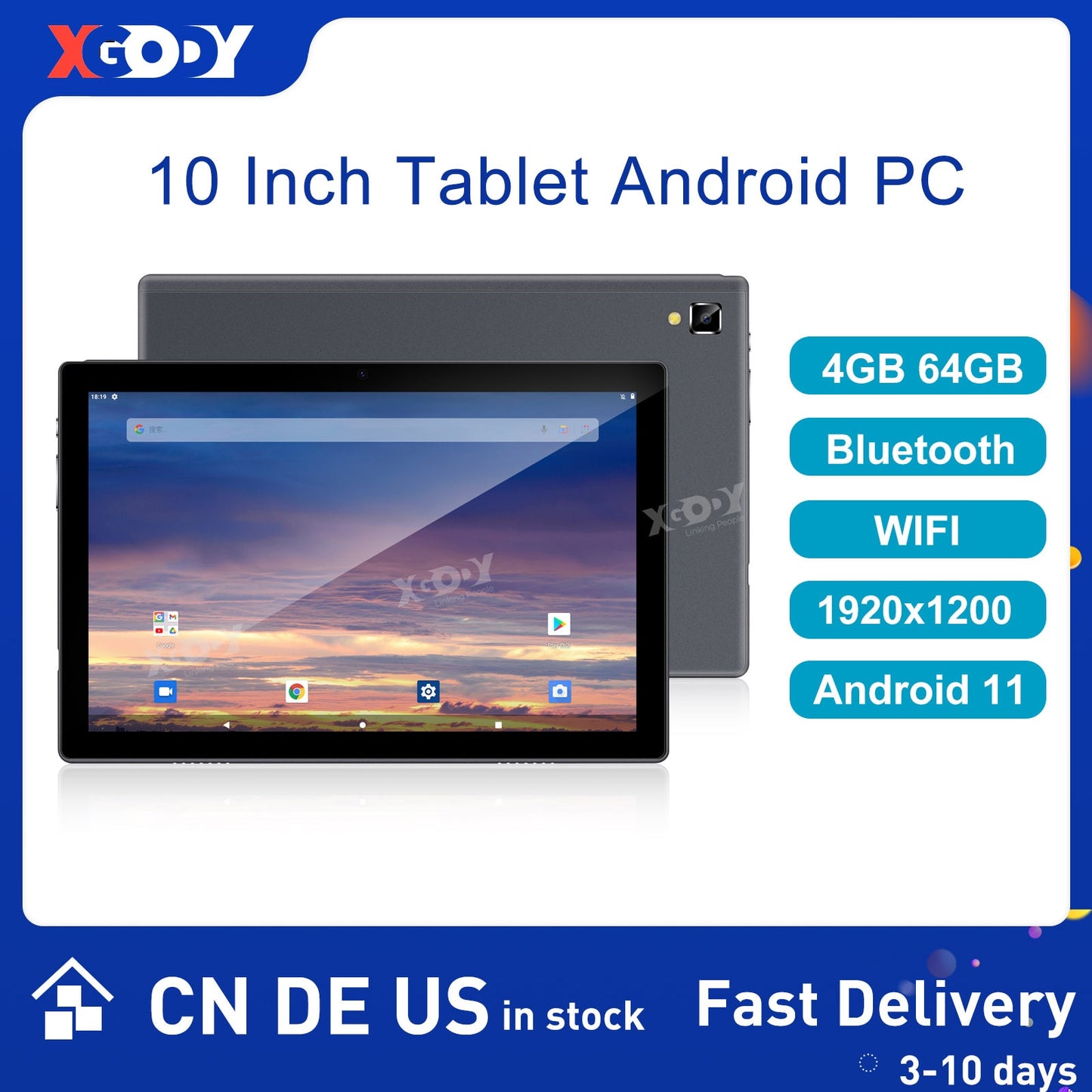 10 Inch Tablet PC Android 11 4GB RAM 64GB ROM