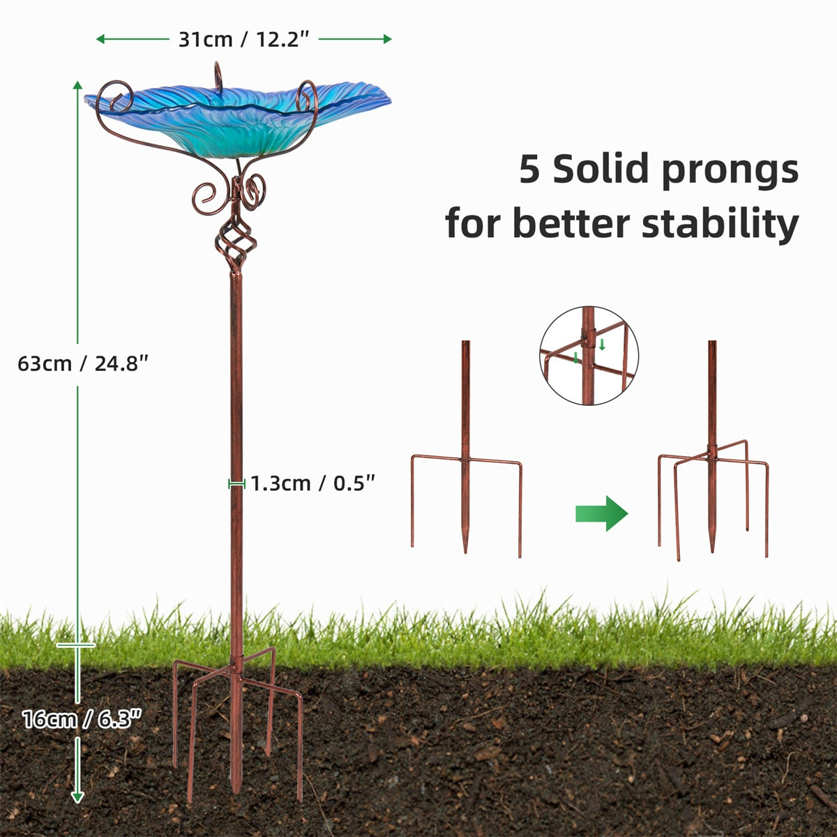 Height Flower Glass Bird Bath