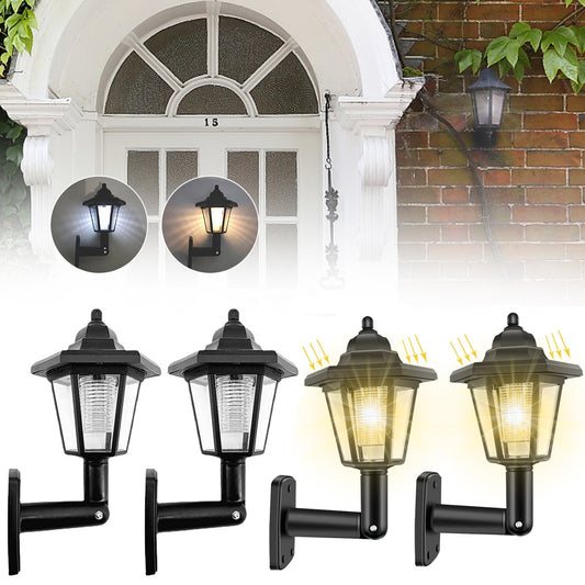 2Pcs Solar Wall Light Porch Lamp Hexagonal Outdoor Lanterns Waterproof Streetlight Retro Garden Yard - yourcasuallifestore