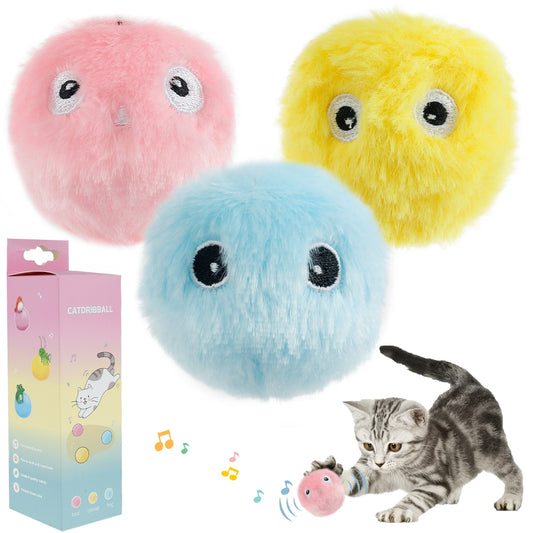 3pcs Cat Toys Squeaky Fluffy Plush Mint Cat Toys Battery Operated Cat Interactive Toys Balls Toys Games Supplies for Pet - yourcasuallifestore