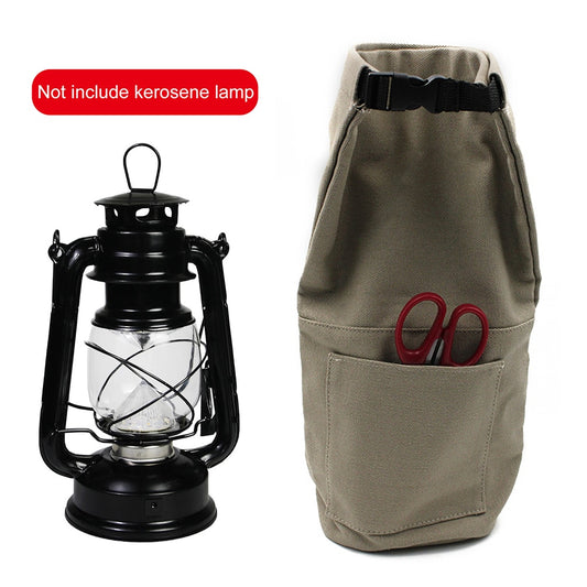 Kerosene Lamp Storage Bag Retro Camping Light Storage Bag with Pockets Canvas Storage Bag Easy To Carry Hiking Accessories Tools - yourcasuallifestore