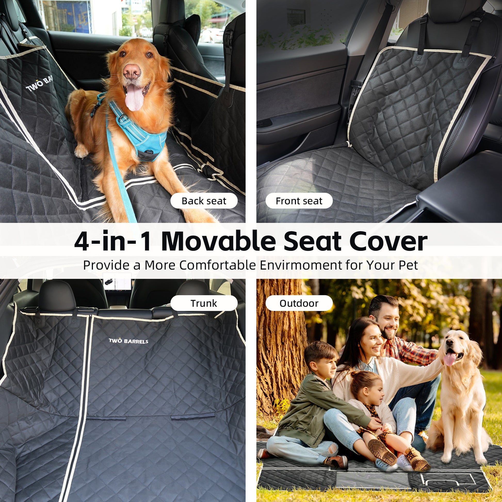 Car Pet Seat Cover Waterproof Travel Accessories Dog Carriers Hammock Safety Trunk Cover Mats Car Rear Back Seat Protector - yourcasuallifestore