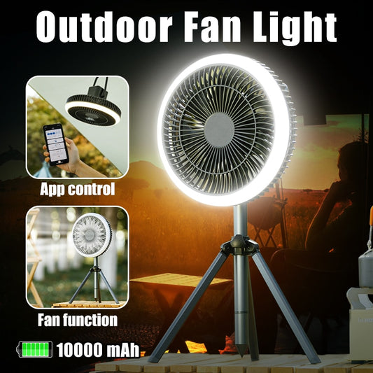 10000mAh Portable Camping Fan Rechargeable  LED Flashlight