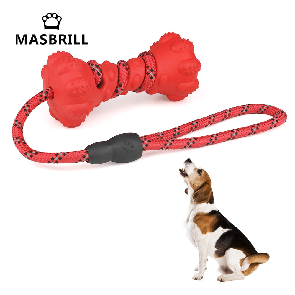 MASBRILL Pet Dog Toy Interactive Rubber Dumbbel for Small Large Dogs Chewing Toys Pet Tooth Cleaning Indestructible Dog Food Toy - yourcasuallifestore